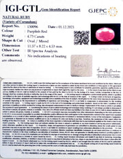 5.25 Ratti Natural New Burma Ruby with Govt. Lab Certificate (5661)